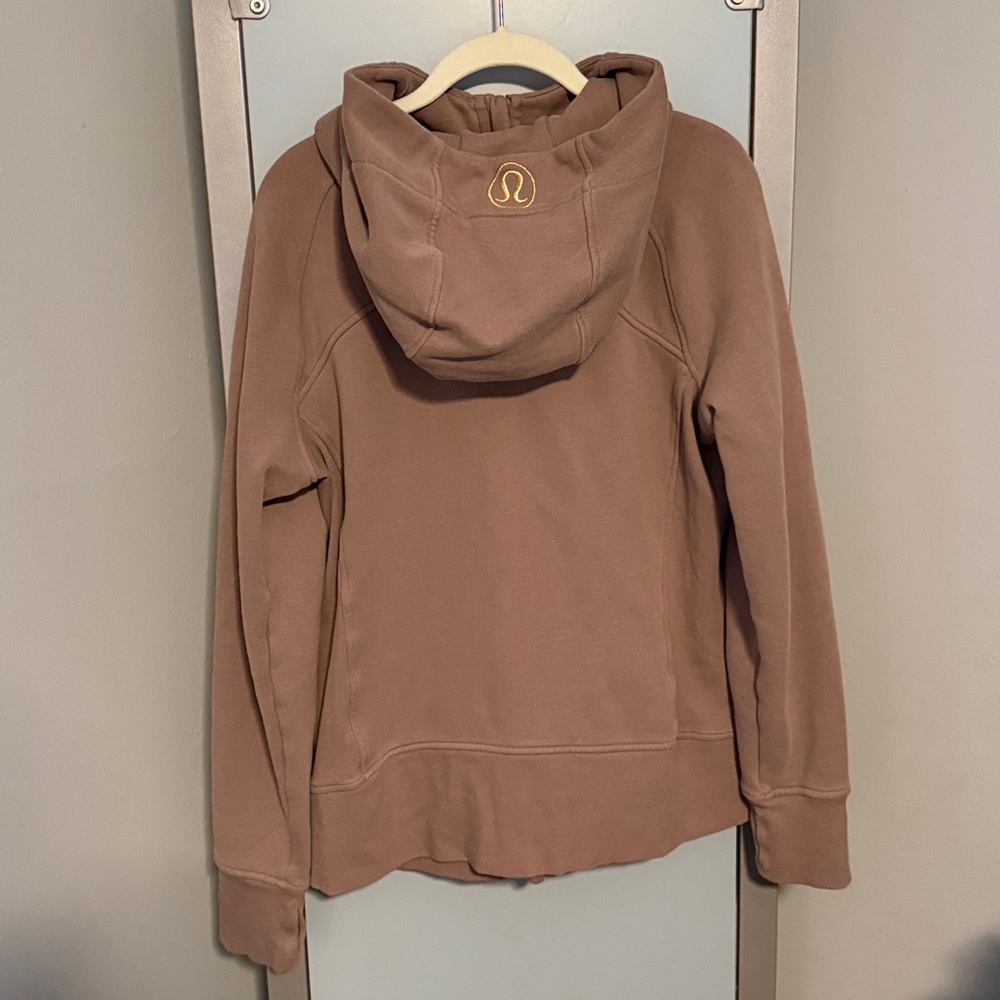 Lululemon Scuba Full-Zip Hoodie in Taupetastic with Gold Zipper size 12 - Picture 3 of 5